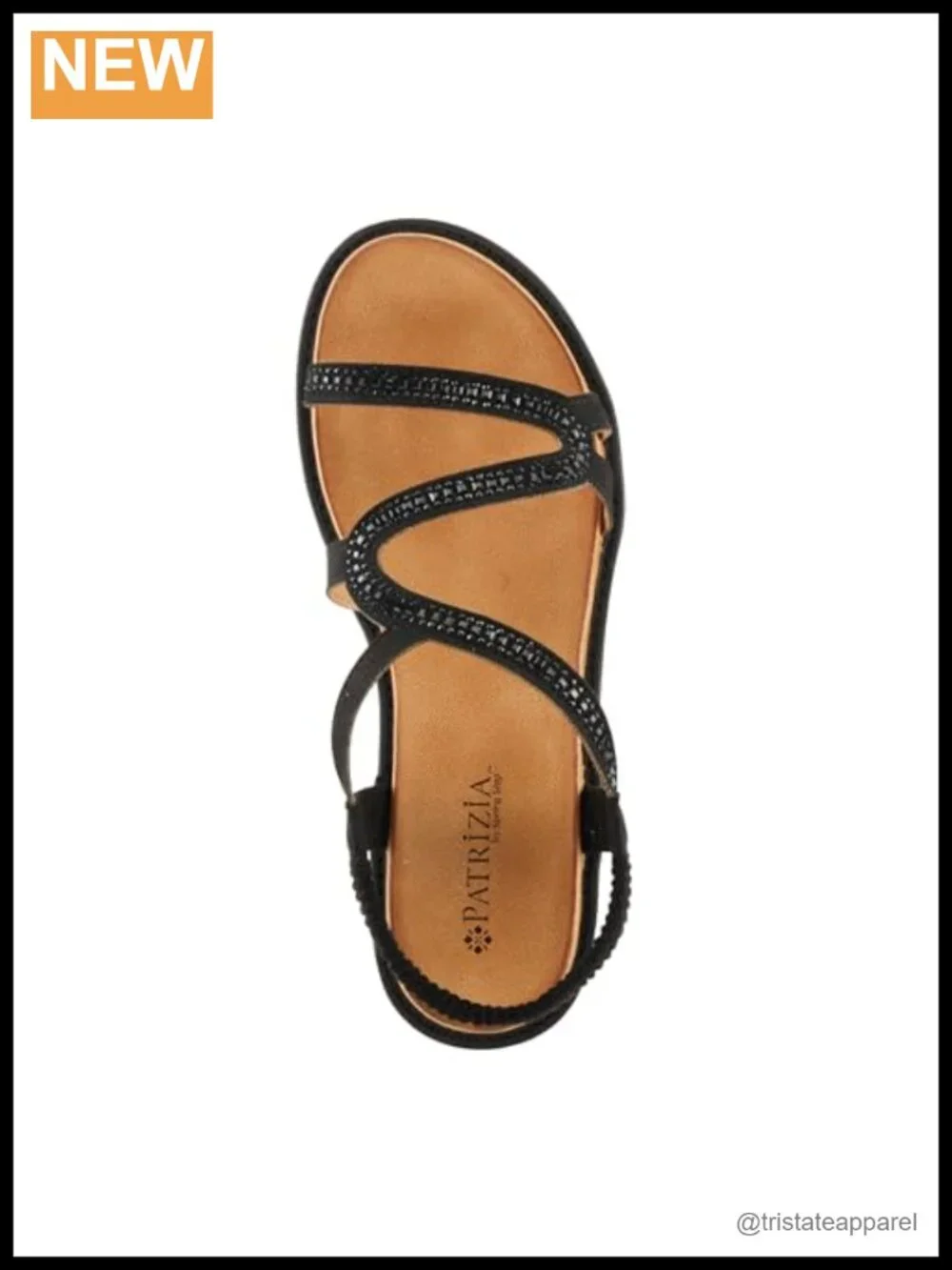 PATRIZIA Women's Zigged Zigzag Rhinestone Platform Stretch Back Sandals